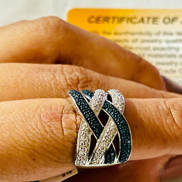 Custom Designer Real Blue Diamond Band Ring SALE! - Picture 3 of 9